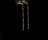 18K Diamond Bar Earrings With Diamond Stations - Eraya Diamonds