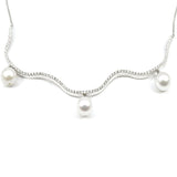 18K DIAMOND WAVE NECKLACE WITH PEARLS - Eraya Diamonds