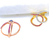14k Diamond Ruby Sapphire Statement Ring
