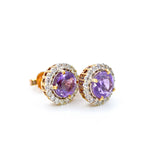 18K Diamond Amethyst Earrings