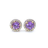 18K Diamond Amethyst Earrings
