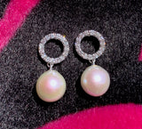 18k Diamond & Pearl Earrings - Eraya Diamonds