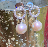 18k Diamond & Pearl Earrings - Eraya Diamonds