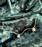 18K Diamond & Pearl Wave Necklace
