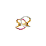 Diamond & Ruby Twisted  Statement Ring - Eraya Diamonds