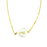14k Black Diamond & Baroque Pearl Necklace - Eraya Diamonds