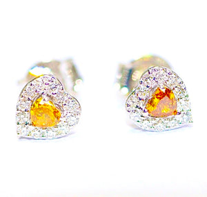 18k Yellow Heart Diamond Studs