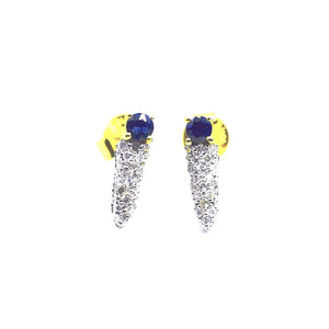 18K Dagger Diamond Sapphire Earrings - Eraya Diamonds