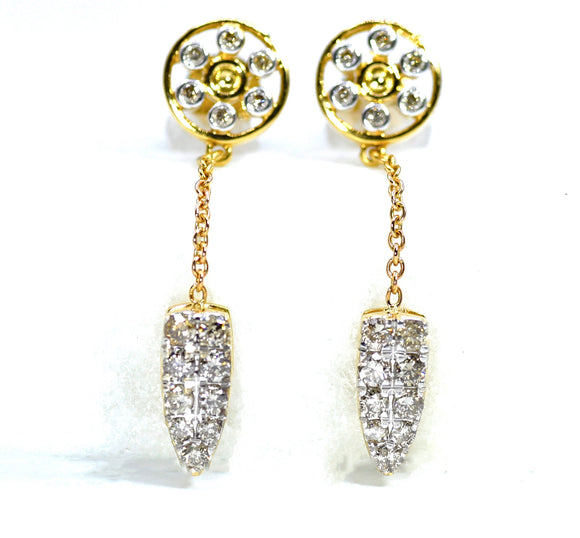 18K Diamond Wheel & Cluster Drop Earrings - Eraya Diamonds