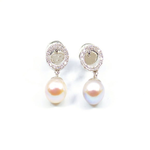 18k Diamond & Pearl Earrings - Eraya Diamonds