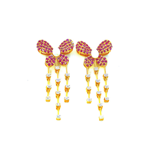 14k Diamond Ruby Butterfly Earrings