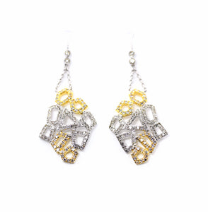 18K Honeycomb Diamond Dangler Earrings