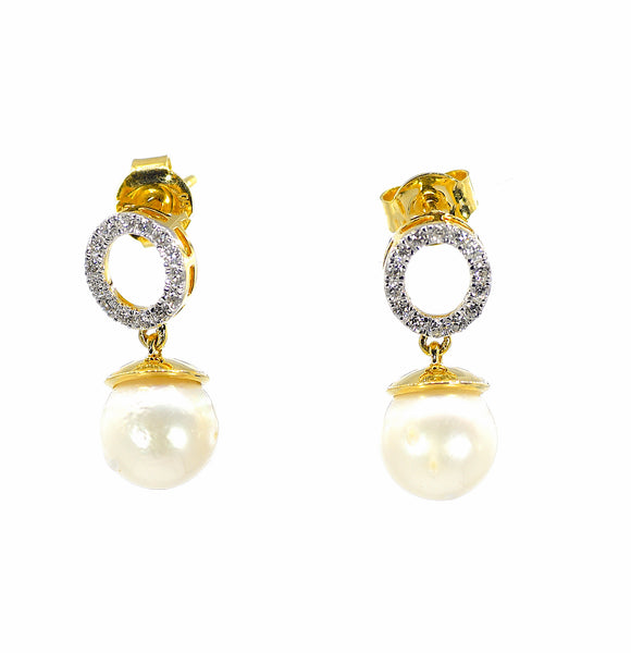 18k Diamond Pearl  Earrings