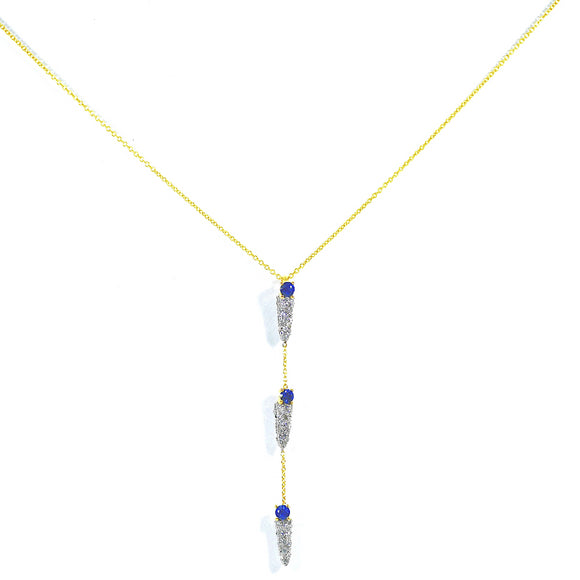 18k Dagger Diamond Sapphire Necklace - Eraya Diamonds