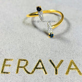 18k Double Dagger Diamond Sapphire Ring - Eraya Diamonds