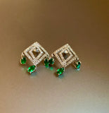 18K Art Deco Diamond Dangler Earrings