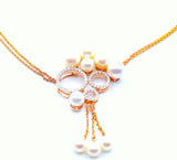 18K Trinity Diamond Pearl Statement Necklace
